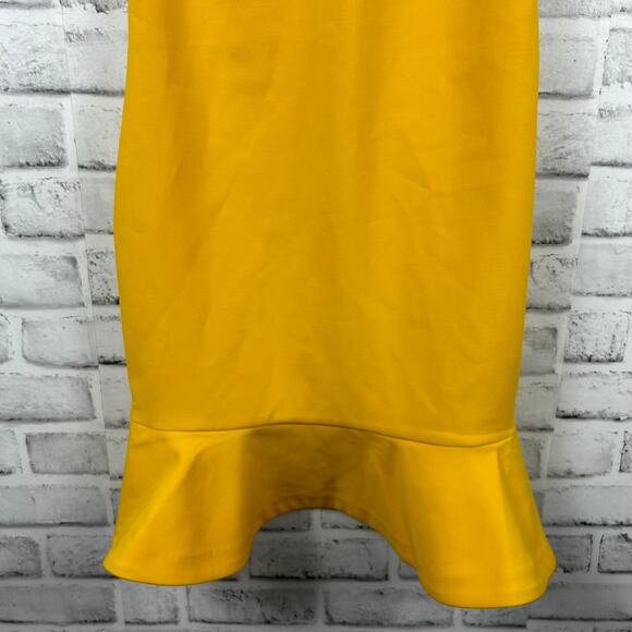 Likely Sleeveless Beckett Flounce Hem Flared Sheath Dress Yellow Mustard 4 NEW - Picture 5 of 10